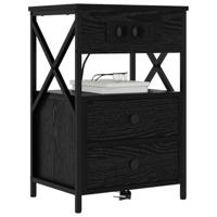 Nachtkastje met lade Zwart eiken 40 x 31 x 60 cm Bewerkt hout - thumbnail