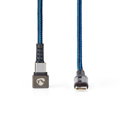 Nedis GCTB60700BK20 Usb 2.0-kabel Type-c™ Male Naar Type-c™ Male 180°-aansluiting Voor Gaming 2,0 M Rond Gevlochten Zwart-blauw