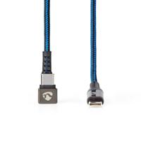 Nedis GCTB60700BK20 Usb 2.0-kabel Type-c™ Male Naar Type-c™ Male 180°-aansluiting Voor Gaming 2,0 M Rond Gevlochten Zwart-blauw - thumbnail