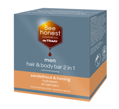 Bee Honest Men Hair & Body Bar 2-in-1 Sandelhout & Honing Bee Honest Men Hair & Body Bar 2-in-1 Sandelhout & Honing