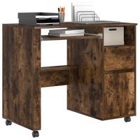 Bureau met Wielen Gerookt eiken 91 x 50 x 77 cm Bewerkt hout - thumbnail