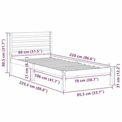 Bedframe met hoofdeinde Wasbruin 80 x 220 cm Massief grenenhout Bedframe met hoofdeinde Wasbruin 80 x 220 cm Massief grenenhout