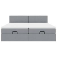 Ottoman bed met matrassen en LED's 200x200cm stof lichtgrijs - thumbnail