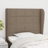 Hoofdbord met randen 93x23x118/128 cm stof taupe - thumbnail