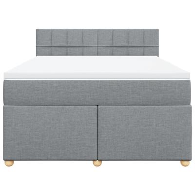 Boxspring met matras stof lichtgrijs 140x200 cm - thumbnail