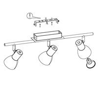 Eglo Led plafondspotBarnham led 3-lichts zwart met koper - 94586 - thumbnail
