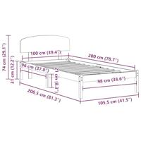 Bedframe met hoofdeinde Bruin 100 x 200 cm Massief grenenhout - thumbnail