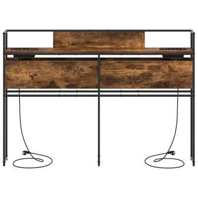 Opberghoofdbord met plank Gerookt eiken 120 cm Bewerkt hout