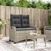 Tuinbankje verstelbaar met kussens poly rattan lichtgrijs - thumbnail