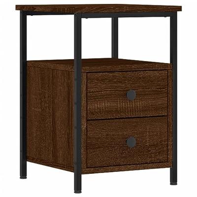 Nachtkastjes 2 st 34x35,5x50 cm bewerkt hout bruin eikenkleur