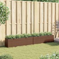 Plantenbakken met 3 potten 2 st 105x30x32 cm poly rattan bruin - thumbnail