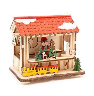 Small Foot houten decoratie kerstmarkt met lampjes, set van 3