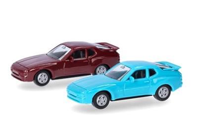 Herpa 012768-004 H0 Auto Porsche 944, rood en blauw Herpa 012768-004 H0 Auto Porsche 944, rood en blauw