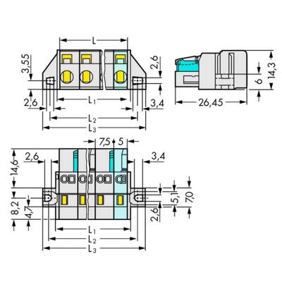 WAGO WAGO GmbH & Co. KG Female connector Totaal aantal polen 3 Aantal rijen 1 50 stuk(s)