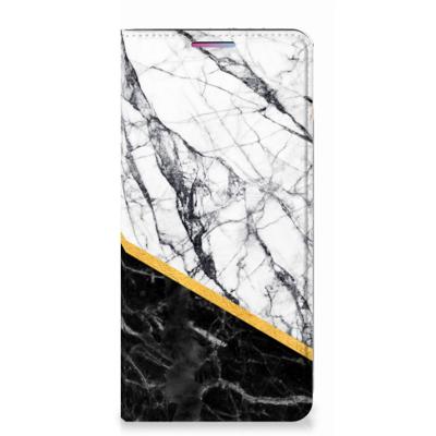 Motorola Moto G60s | Standcase | Marmer Wit Zwart - Origineel Cadeau Man