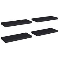 Wandschappen zwevend 4 st 60x23,5x3,8 cm MDF zwart - thumbnail