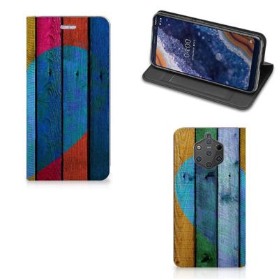 Nokia 9 PureView Book | Wallet Case | Wood Heart - Cadeau voor je Vriend Nokia 9 PureView Book | Wallet Case | Wood Heart - Cadeau voor je Vriend
