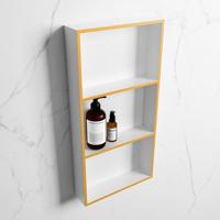 MONDIAZ EASY Nis 59,5x29,5cm in solid surface kleur Ocher | Talc. 3 vakken geschikt voor in- of opbouw - thumbnail