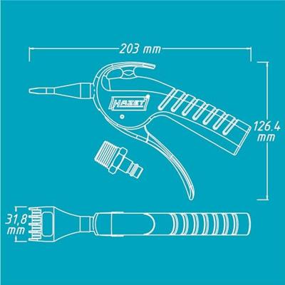HAZET Uitblaaspistool · geluidsarm · met brede vlakke sproeier 9040P-5 · Lengte: 203 mm HAZET Uitblaaspistool · geluidsarm · met brede vlakke sproeier 9040P-5 · Lengte: 203 mm