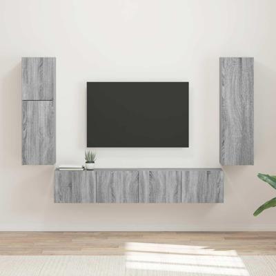 Tv-meubelset Wandgemonteerd 4 pcs Grijs Sonoma Bewerkt hout