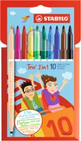 Stabilo trio 2 in 1 - viltstift en fineliner in een - set 10 stuks - thumbnail