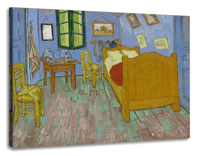 Schilderij -Vincent van Gogh, De Slaapkamer. 100x80cm. premium print, wanddecoratie