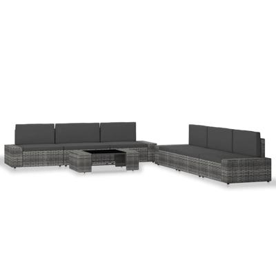 7-delige Loungeset poly rattan grijs