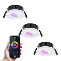 Set van 3 Napels smart inbouwspots - IP65 Waterdicht - 8 Watt 600 Lumen - Kantelbaar - Wifi + Bluetooth - RGBWW - Google Home, Amazon Alexa en Siri - Wit - Voor binnen en buiten - thumbnail