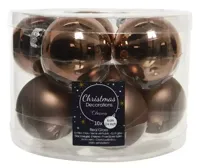Decoris kerstballen glas 10st walnoot 6cm - thumbnail