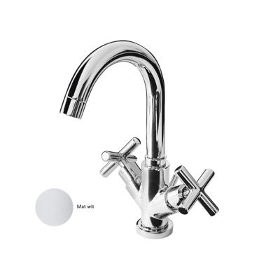 Wastafelkraan Sanimex Giulini Opbouw Tweegreeps Kruisgreep Draaibare Uitloop Met Pop-Up Mat Wit Sanimex Wastafelkraan Sanimex Giulini Opbouw Tweegreeps Kruisgreep Draaibare Uitloop Met Pop-Up Mat Wit Sanimex