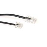ACT TD5309 Zwarte Platte Telefoonkabel | RJ11 en RJ45 connectoren | Zwart | 5 meter