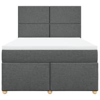 Boxspring met matras stof donkergrijs 140x190 cm - thumbnail