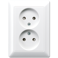 Jung AS500 stopcontact dubbel creme AS5010U - thumbnail