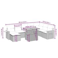 9-delige Loungeset met kussens poly rattan zwart - thumbnail