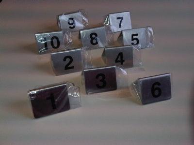 Bordje / tafelnummer set 1 tot 10 rvs