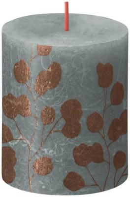 Bolsius rustiek printed stompkaars 80/68 eucalyptus green
