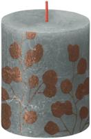 Bolsius rustiek printed stompkaars 80/68 eucalyptus green - thumbnail
