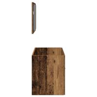 Badkamerkast met spiegel bewerkt hout oud houtkleurig - thumbnail
