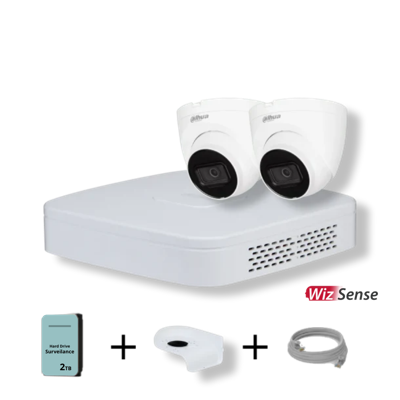 Dahua Camera Set met 2x 4MP WizSense Camera's Wit - 2TB HDD - 4-kanaals Recorder