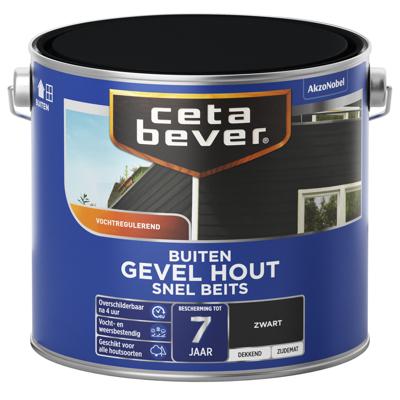 Cetabever Gevelhout Snel Beits Dekkend Zijdemat - Zwart - 2,5 liter