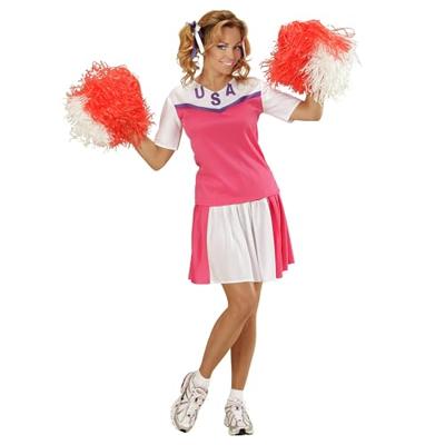 Cheerleader pakje dames roze/wit