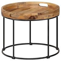 Salontafel 50x40 cm massief mangohout en staal - thumbnail