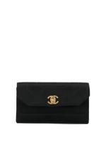 Chanel Pre-Owned 1992 geometric quilt CC turn-lock clutch - Black - thumbnail