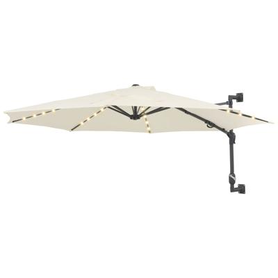 Wandparasol met LED's 300 cm zandkleurig