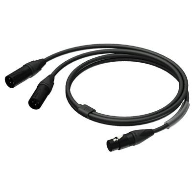 Procab PRA735/1.5 verloopkabel 1x XLR female naar 2x XLR male met Neutrik-pluggen 1,5m