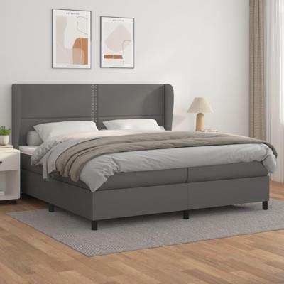 Boxspring met matras kunstleer grijs 200x200 cm