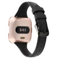 Voor Fitbit versa Razy paard textuur lederen riem (zwart) - thumbnail