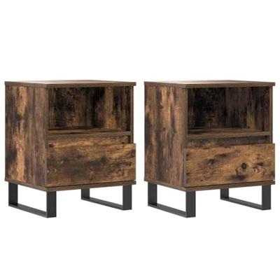 Nachtkastjes 2 st 40x35x50 cm bewerkt hout gerookt eikenkleurig Nachtkastjes 2 st 40x35x50 cm bewerkt hout gerookt eikenkleurig