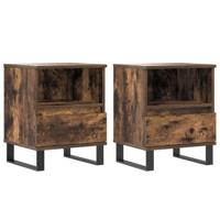 Nachtkastjes 2 st 40x35x50 cm bewerkt hout gerookt eikenkleurig - thumbnail