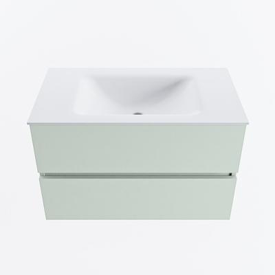 MONDIAZ VICA 80cm badmeubel onderkast Greey 2 lades. Wastafel CLOUD midden 1 kraangat, kleur Talc.